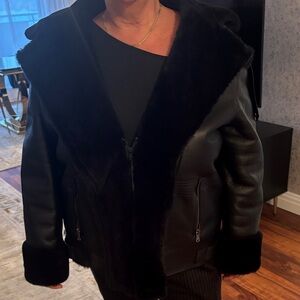 Luxurious Black Shearling Jacket